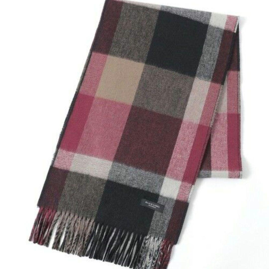 【新品】ブラックレーベルクレストブリッジ　マフラー　黒×赤　バーバリー　872