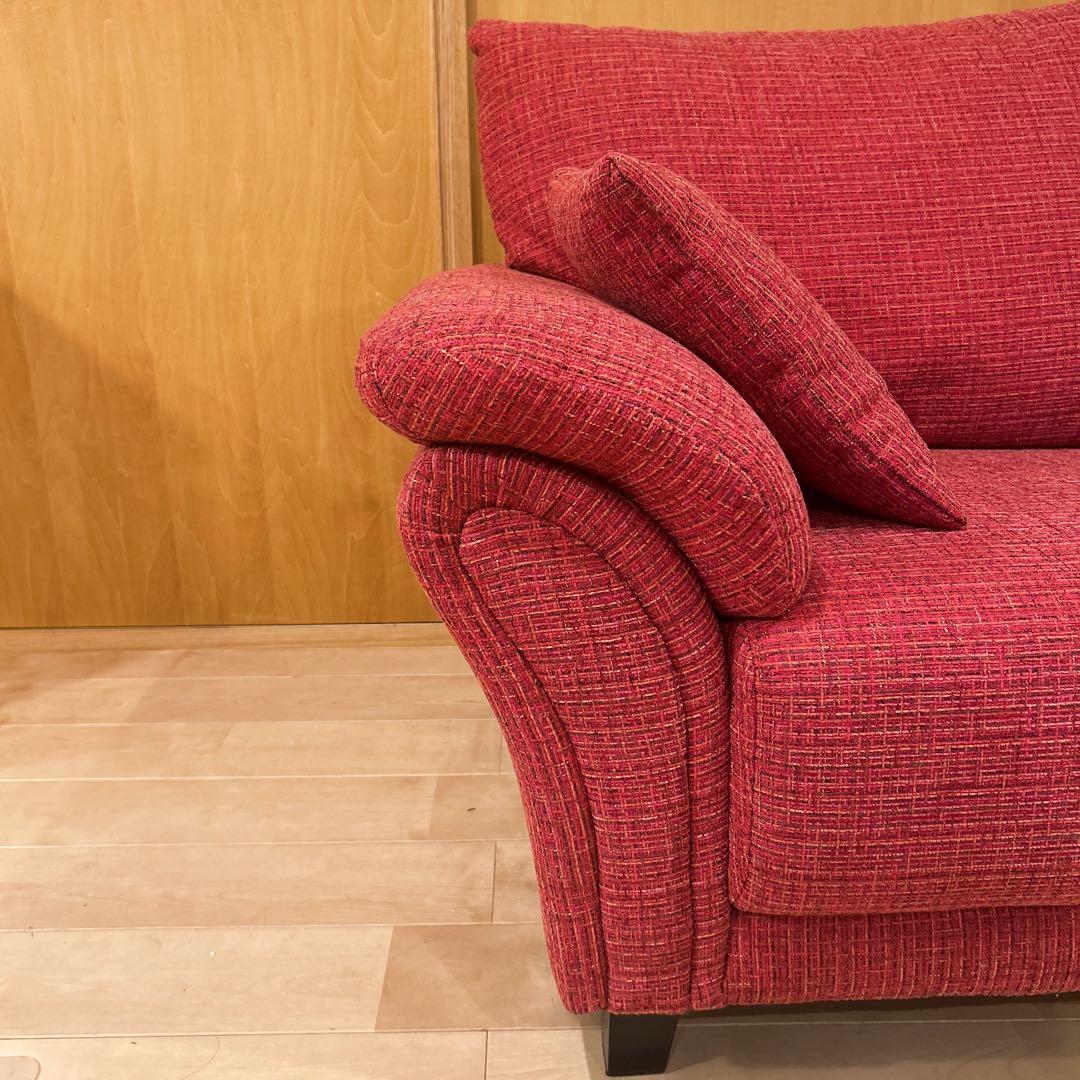 ツイードソファ 2人掛けソファ ３人掛けソファ 赤 レッド