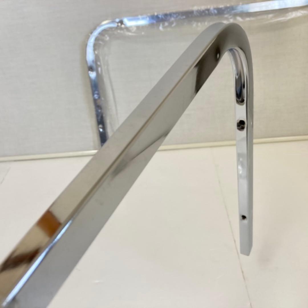 ◆さな◆ ガラステーブル 机 リビング シルバー 網棚付き レトロ 新品