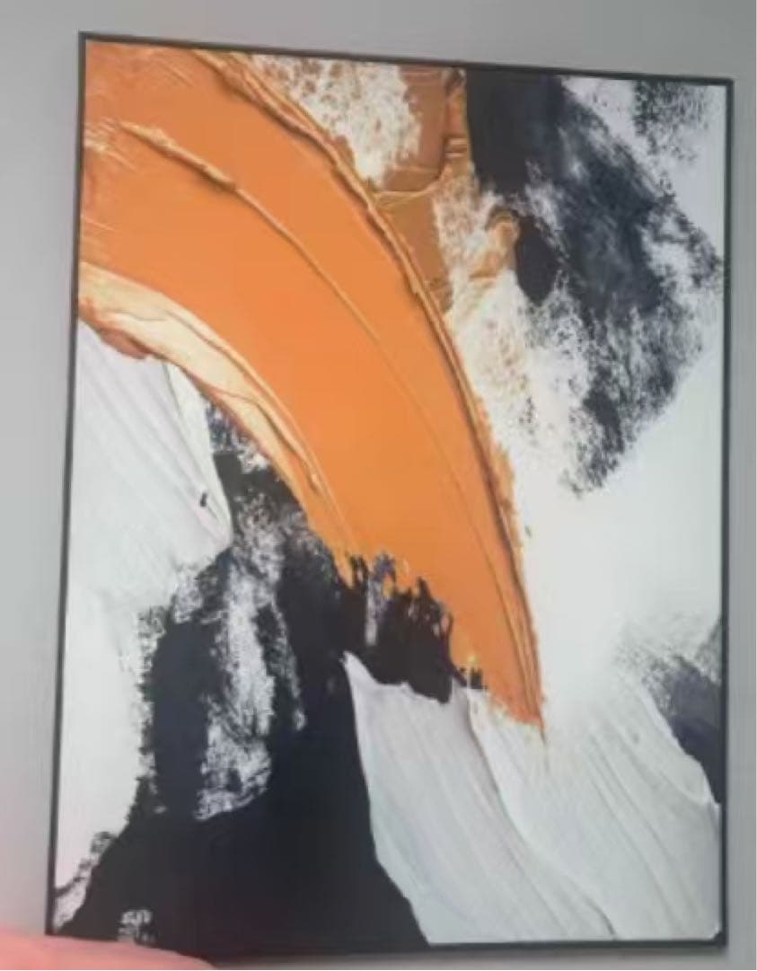 抽象画 オレンジと黒の絵画plz