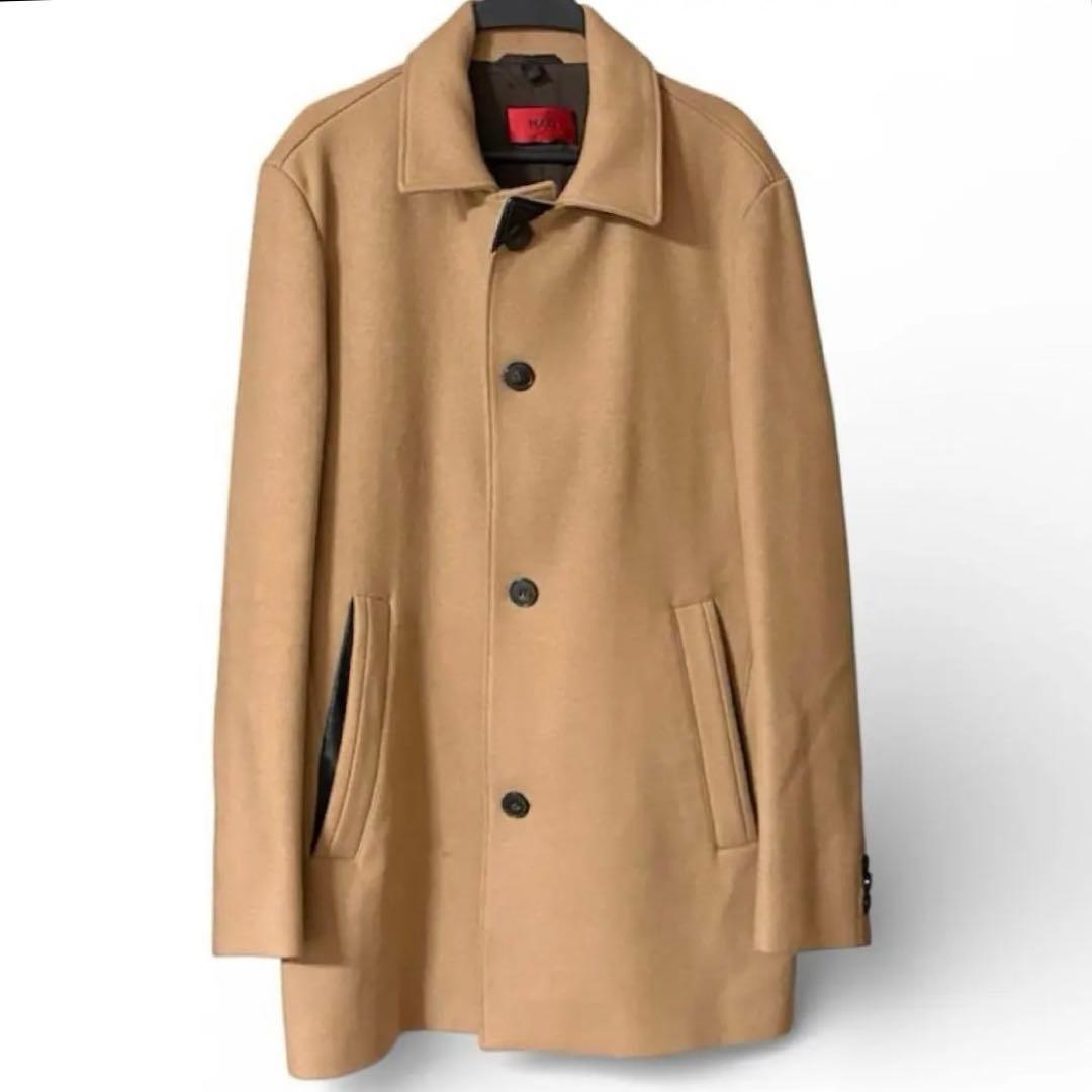 HUGO BOSS ヒューゴ　ウールコート キャメル メンズ ステンカラー