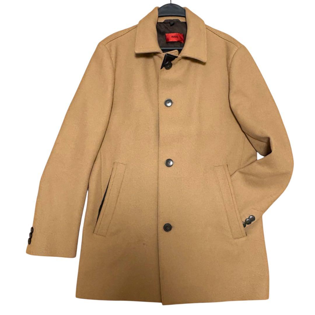 HUGO BOSS ヒューゴ　ウールコート キャメル メンズ ステンカラー