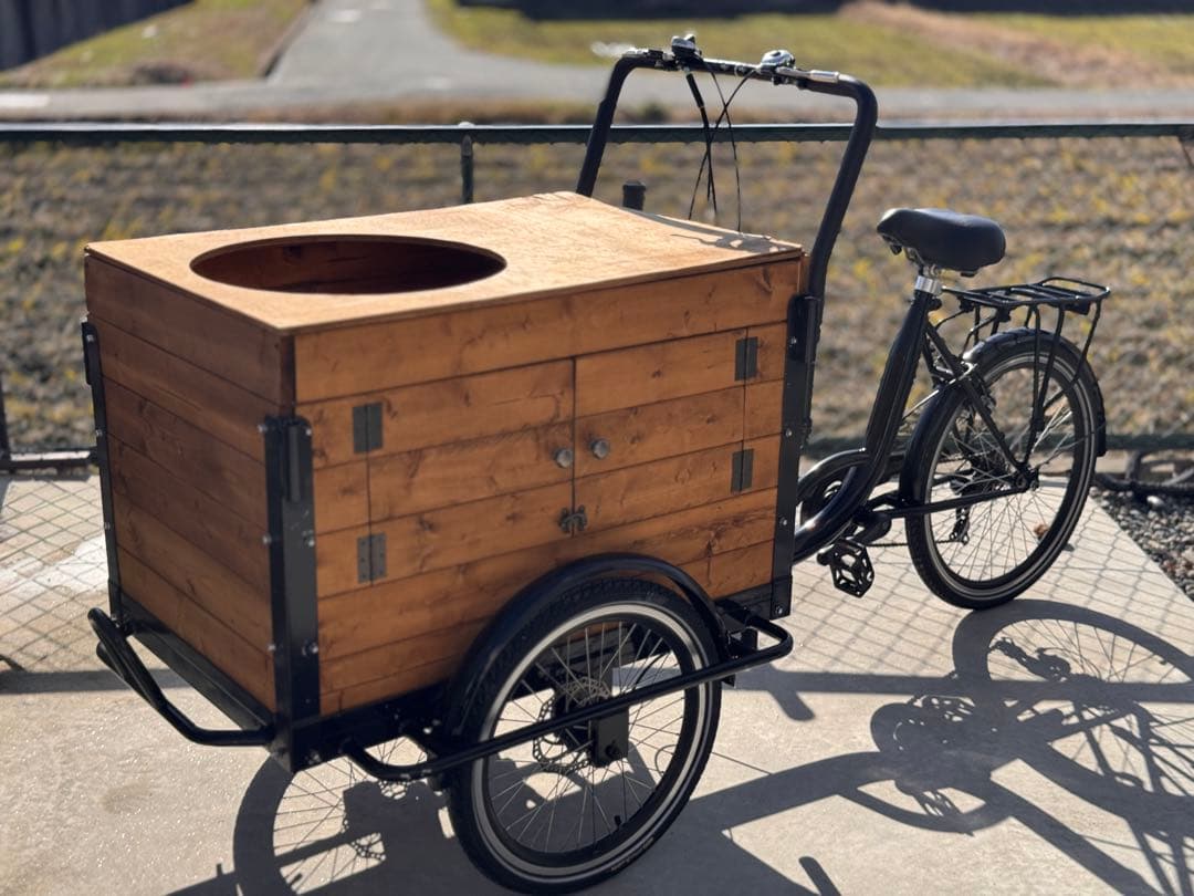 カーゴバイク 三輪自転車 フロントカーゴ 木箱付き【★直接引渡しのみ】
