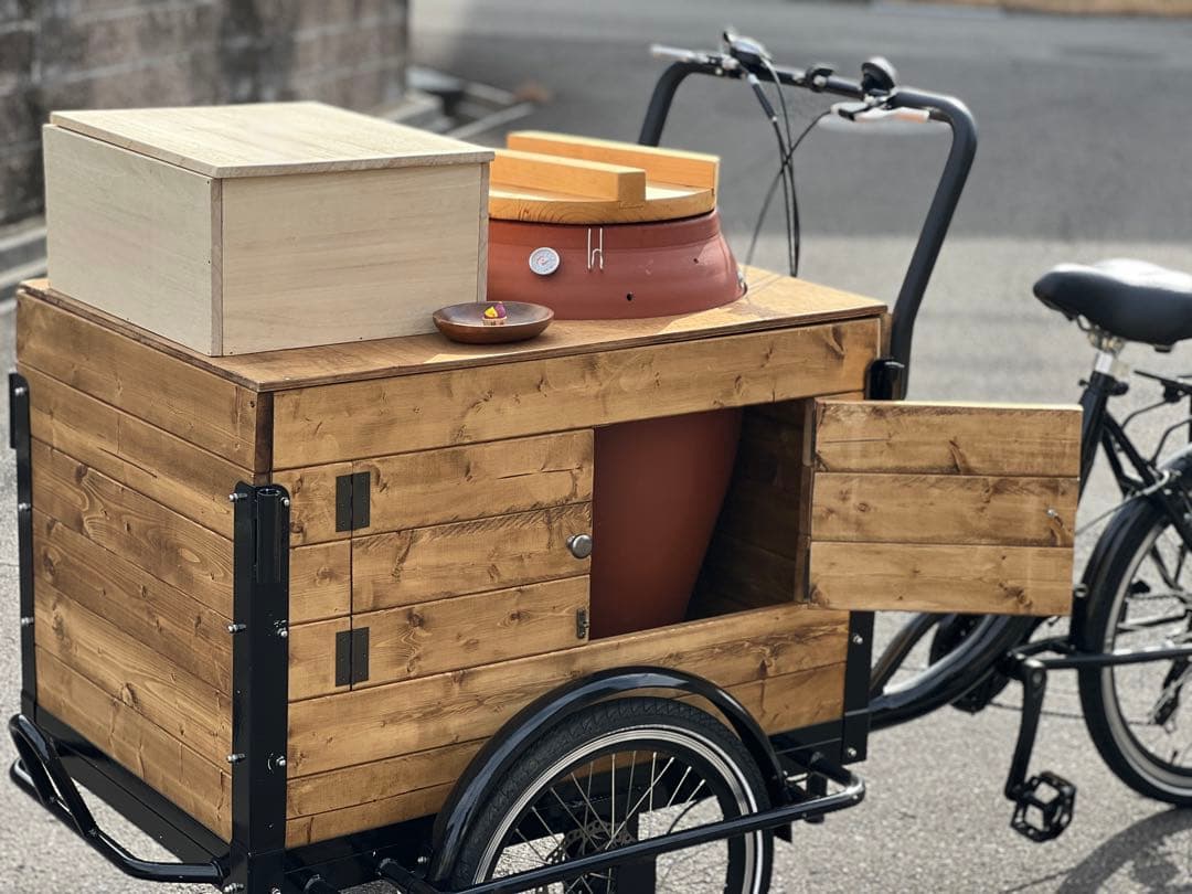 カーゴバイク 三輪自転車 フロントカーゴ 木箱付き【★直接引渡しのみ】