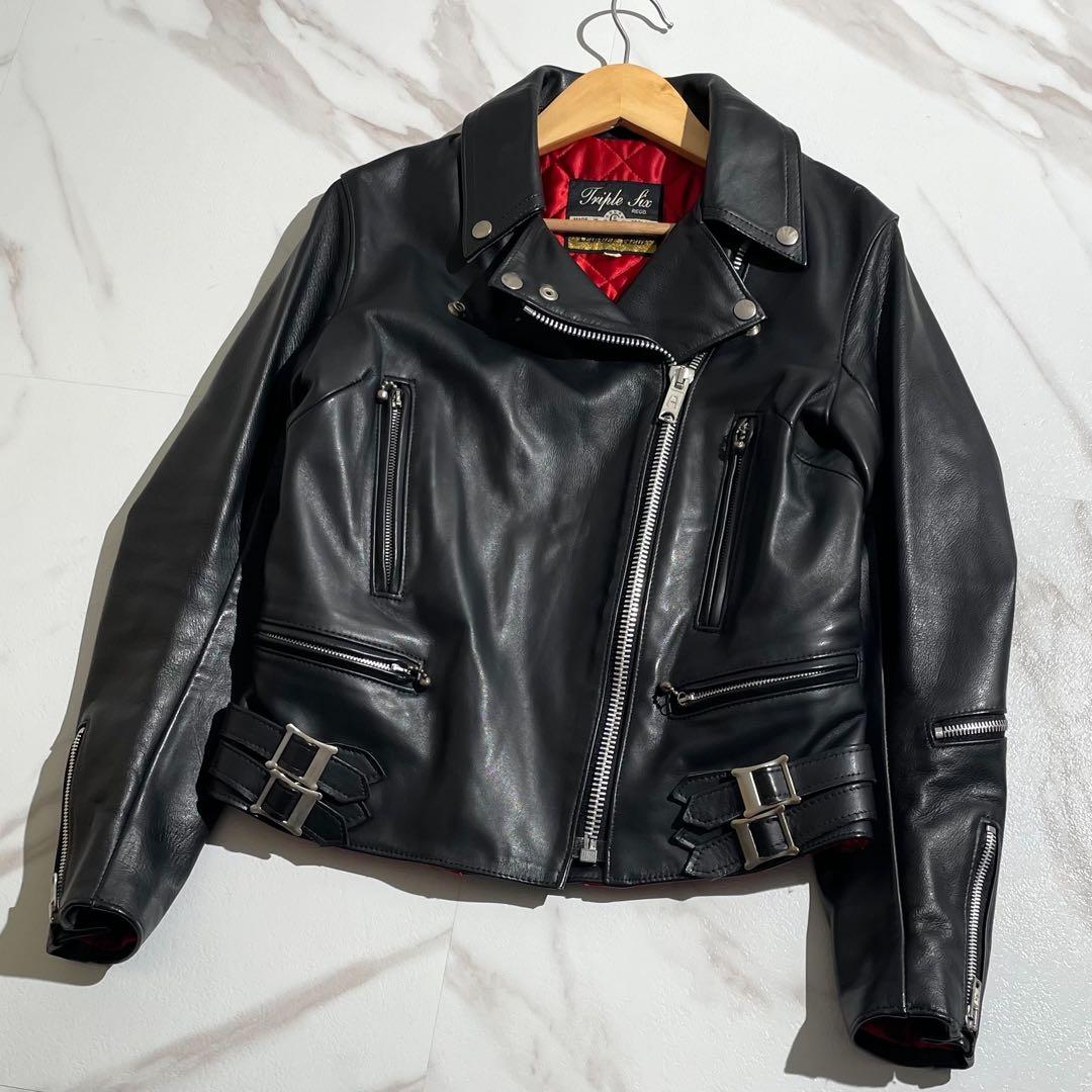 極美品✨ 666 トリプルシックス ダブルライダースジャケット 34サイズ