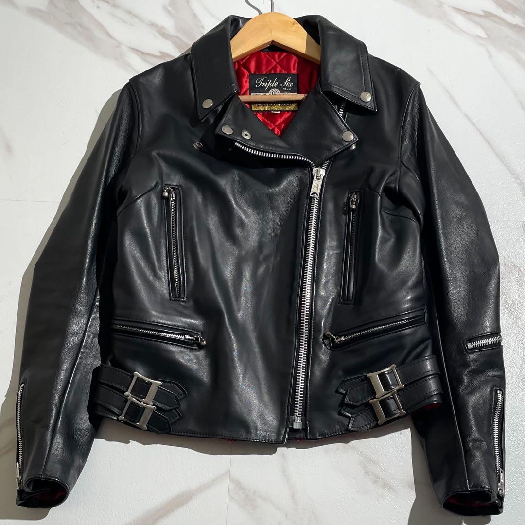 極美品✨ 666 トリプルシックス ダブルライダースジャケット 34サイズ