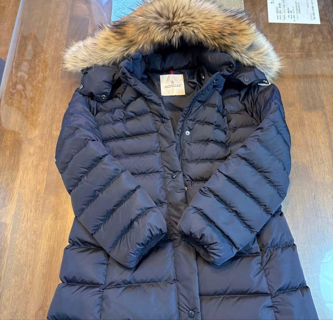 MONCLER ネイビー ダウンジャケット ファー付き