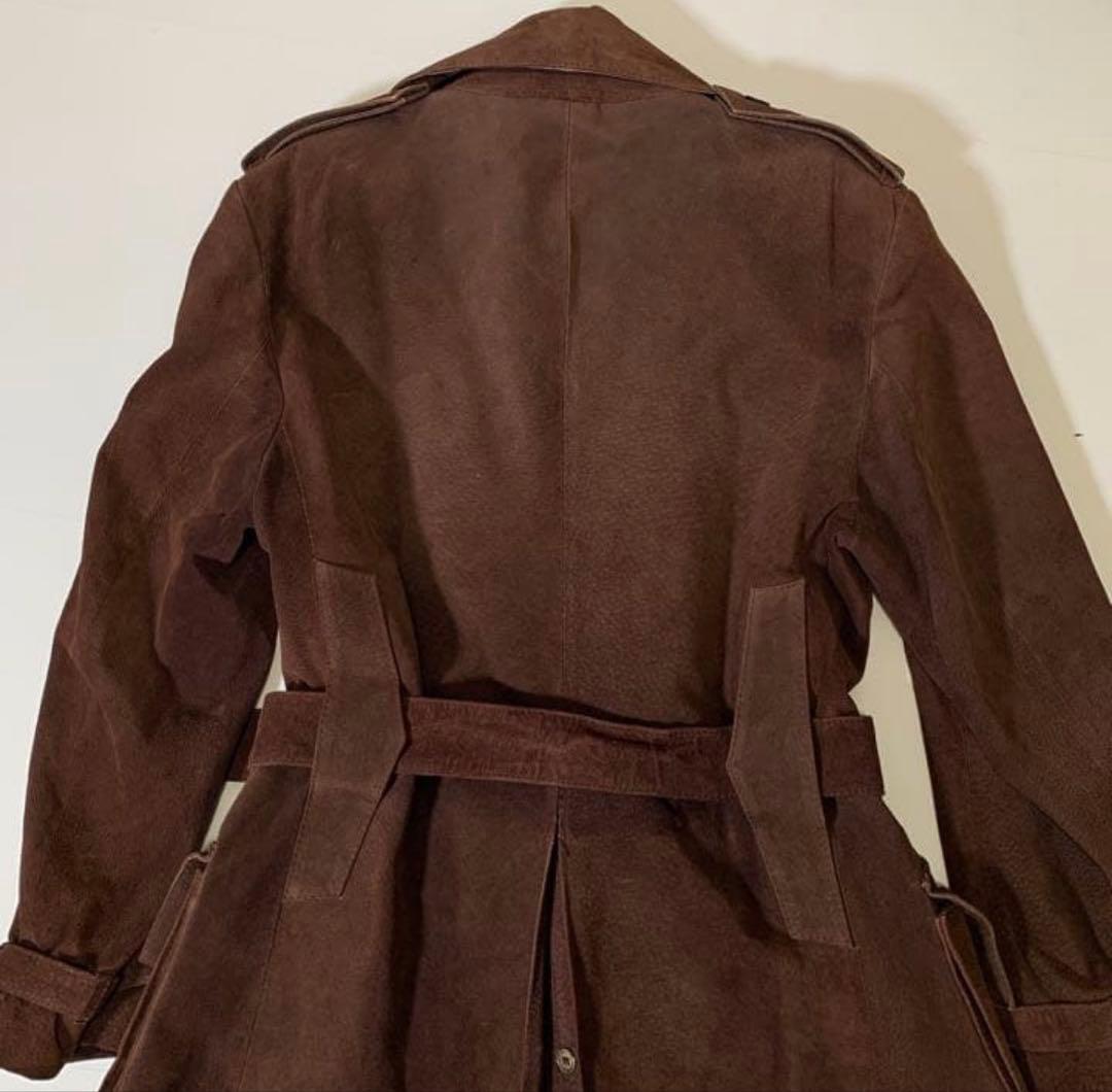 希少 ピエールカルダン レザートレンチ コートパッチワーク ブラウン モード