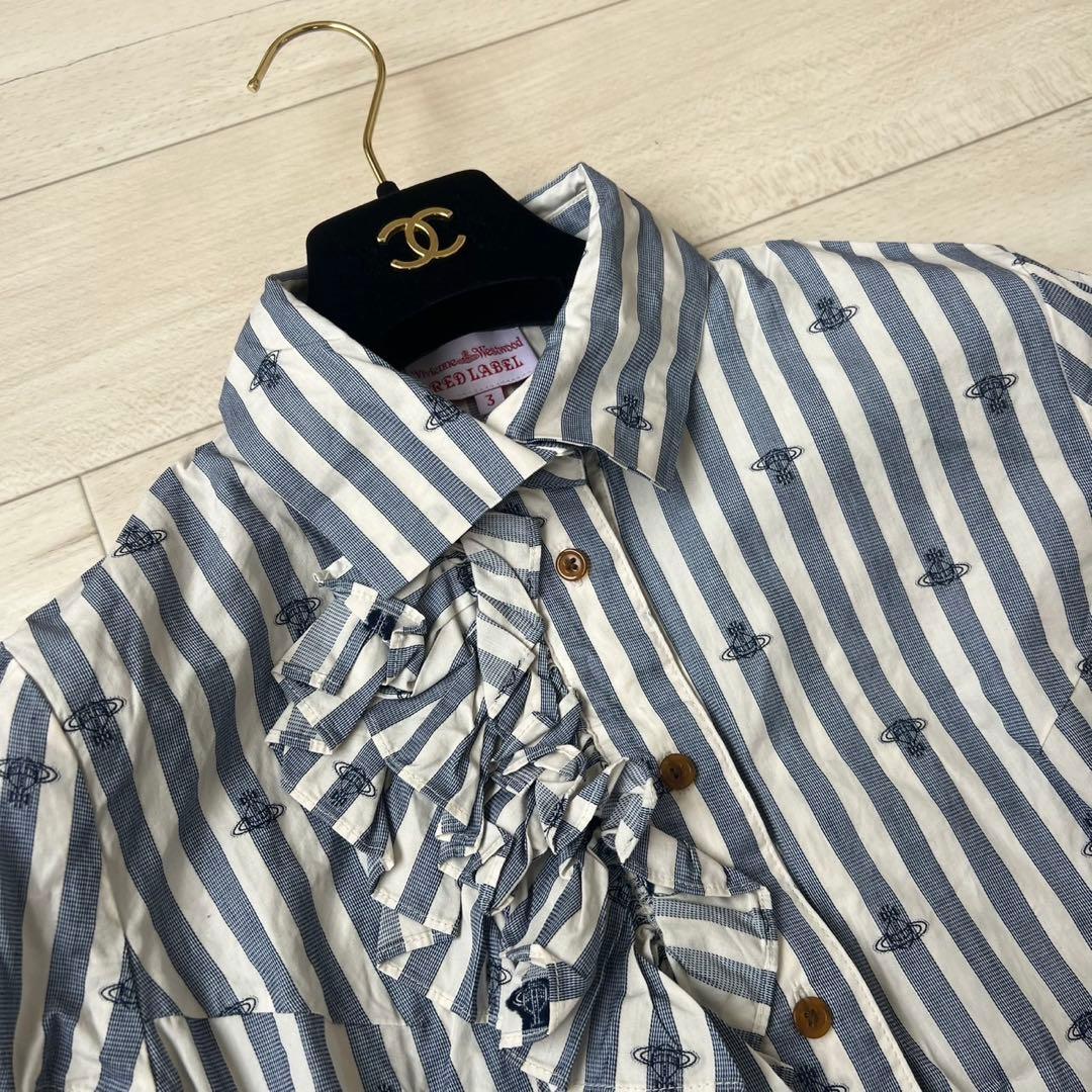 ヴィヴィアンウエストウッド　 ストライプ　オーブロゴ　ブラウス　フリル