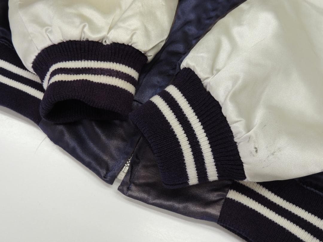 プリンス商会 VINTAGE フェード カスタム 茄子紺 龍柄 スカジャン M