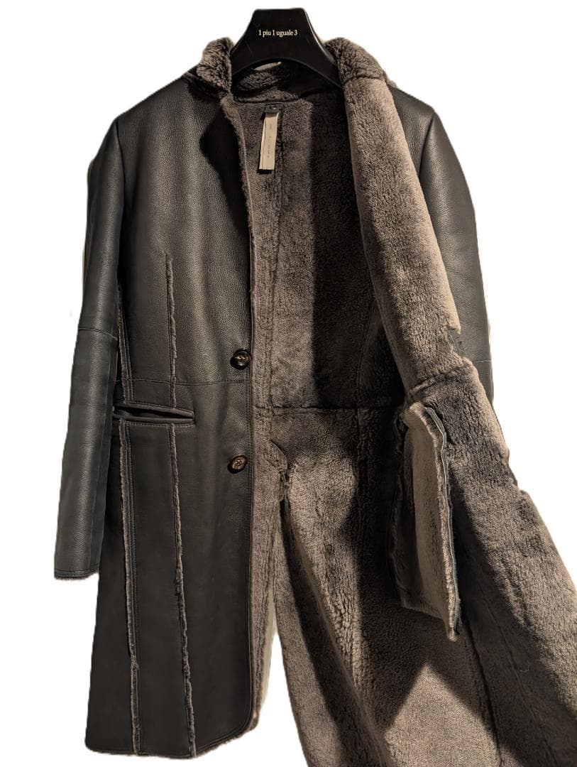 wjk リアル ムートン レザー チェスター コート Ｓ ブラック