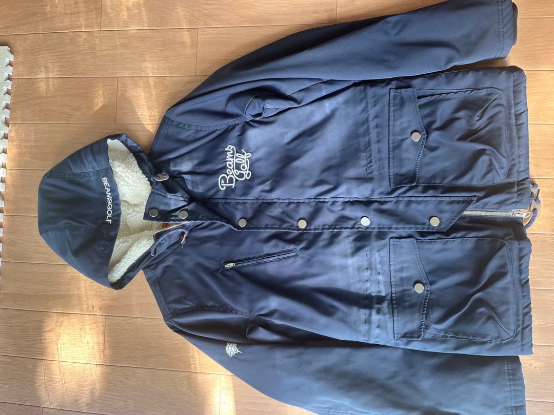 Beams Golf フード付きジャケット ネイビー　防寒　アウター