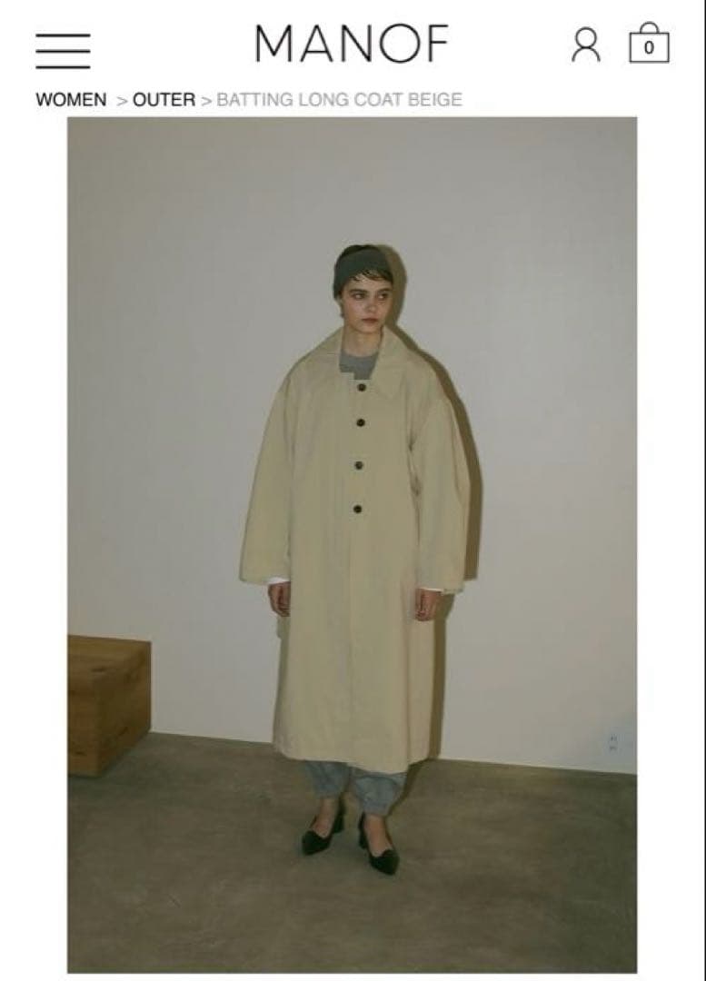 MANOF マノフBATTING LONG COAT中綿ステンカラーコート