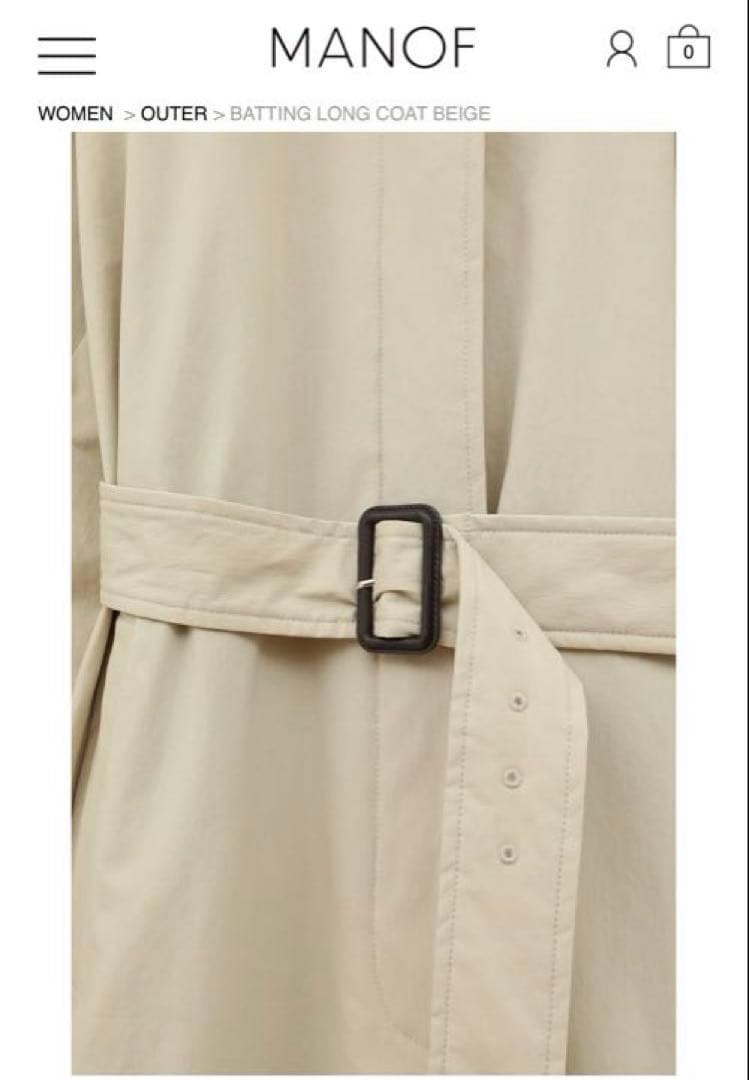 MANOF マノフBATTING LONG COAT中綿ステンカラーコート