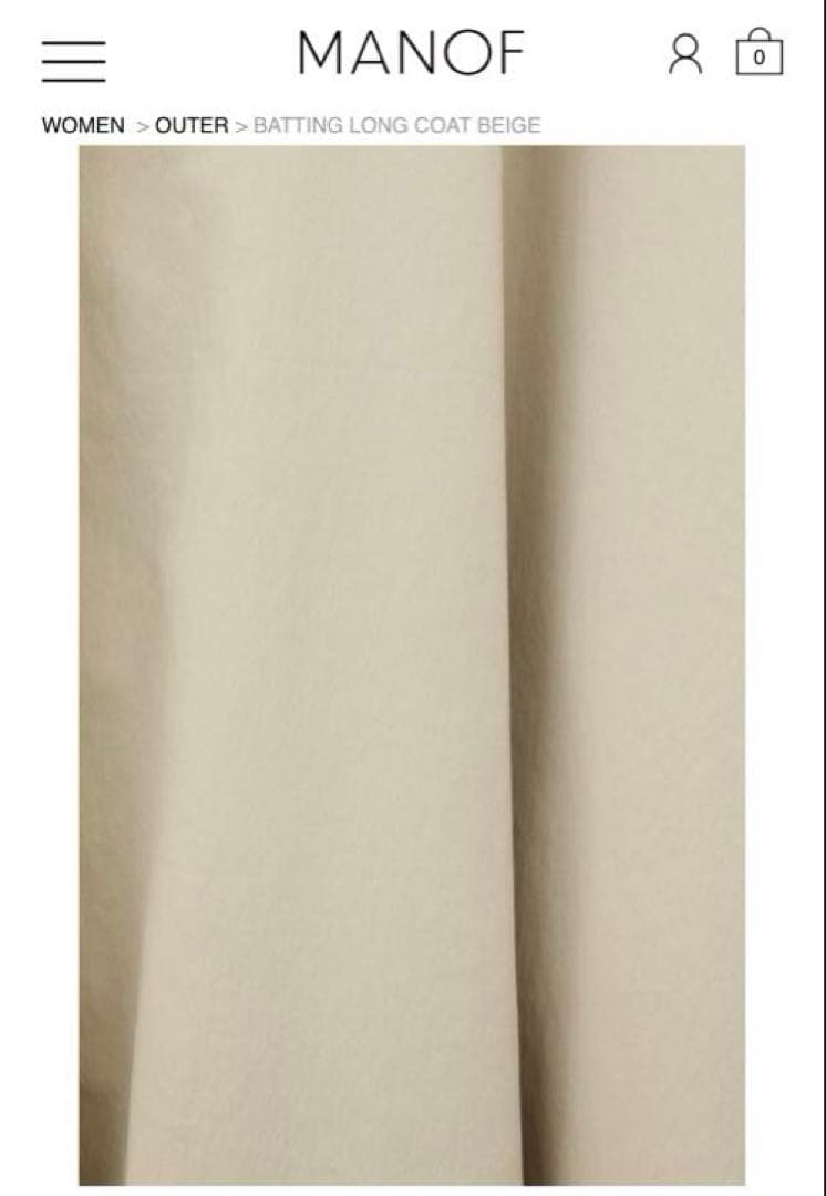 MANOF マノフBATTING LONG COAT中綿ステンカラーコート