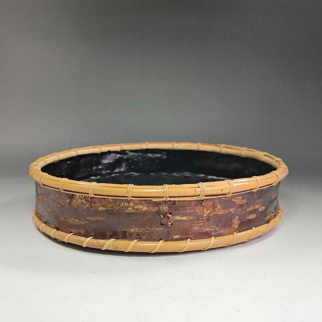 イ831 炭斗『水谷六々斉』『桜皮　炭斗　共箱』茶道具