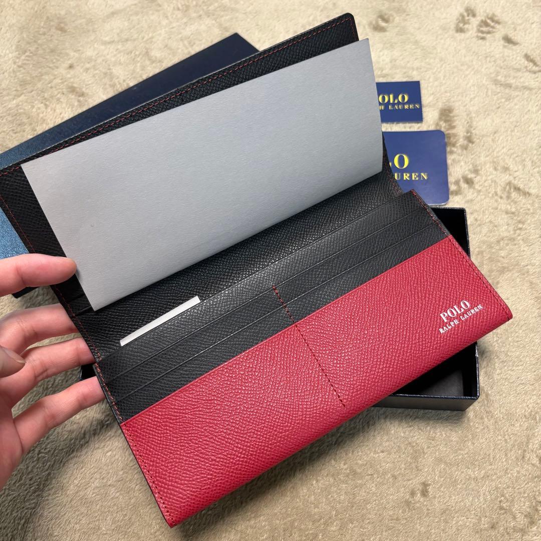 【新品】POLO RALPH LAUREN コントラストレザー長財布 ブラック