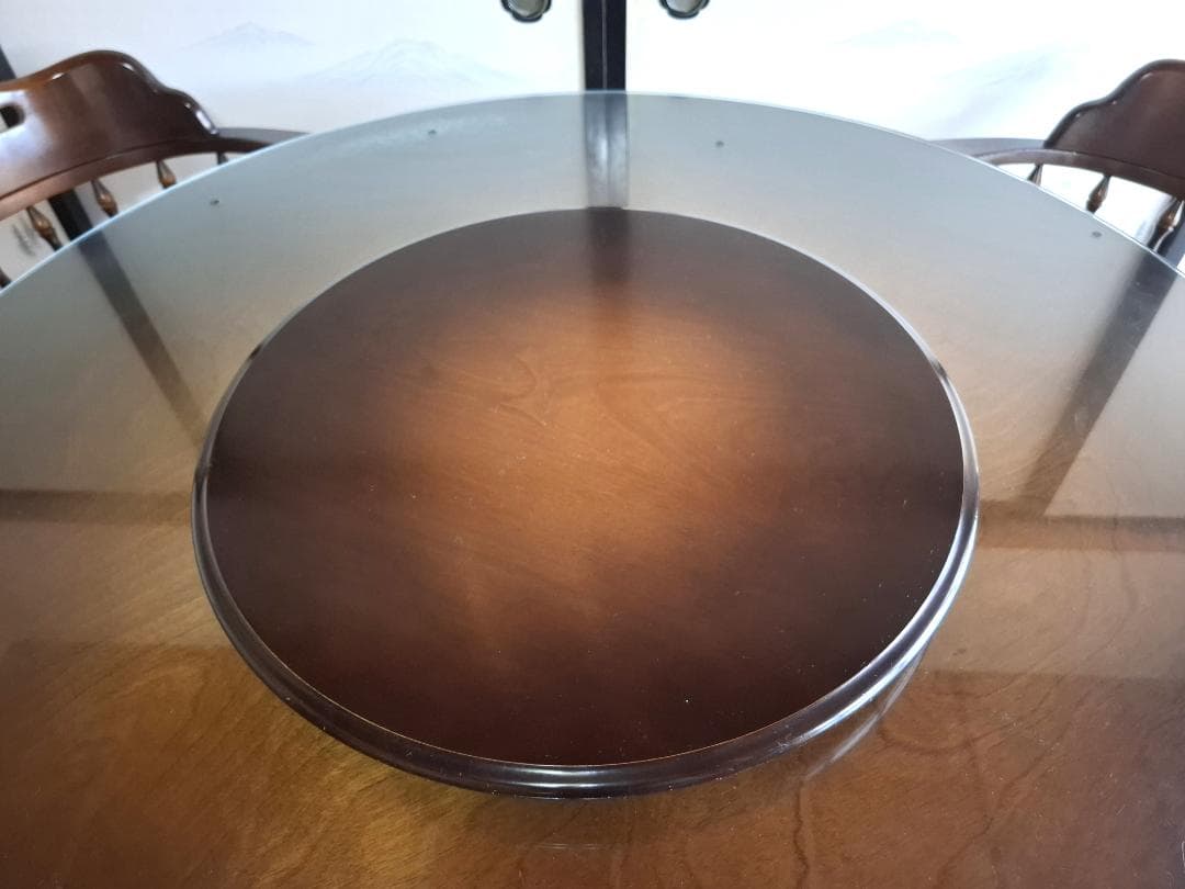 飛騨産業★キツツキ★ラウンドテーブル ダイニングテーブル★付属（ガラス、回転盤）