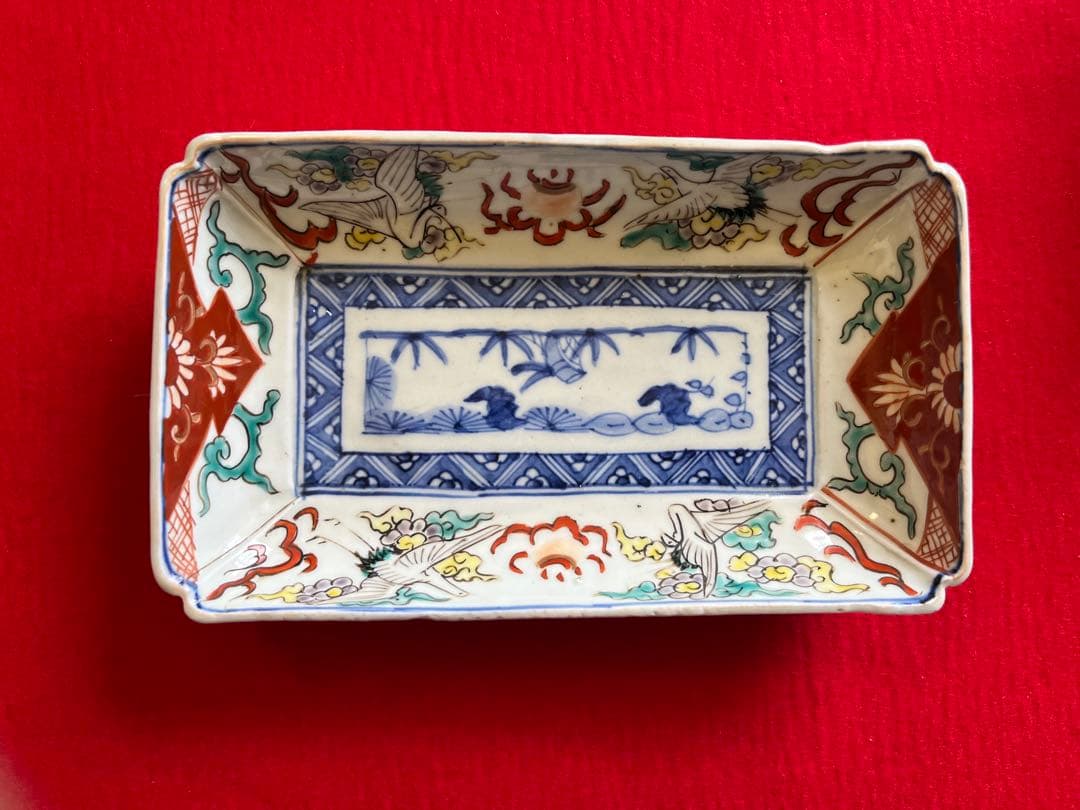 有田焼 伊万里焼 古伊万里 色絵 角皿 5枚 管理A3148