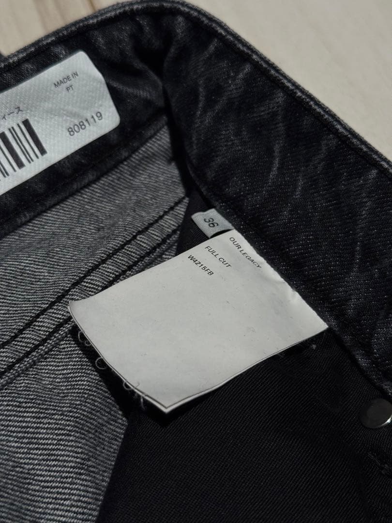 OUR REGACY　ダメージ加工 ダークグレー ワイドレッグデニム