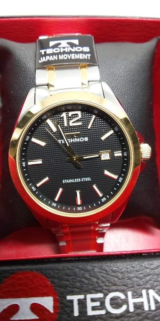テクノスデイト付メンズクオーツウオッチT9C16TB　ブラック
