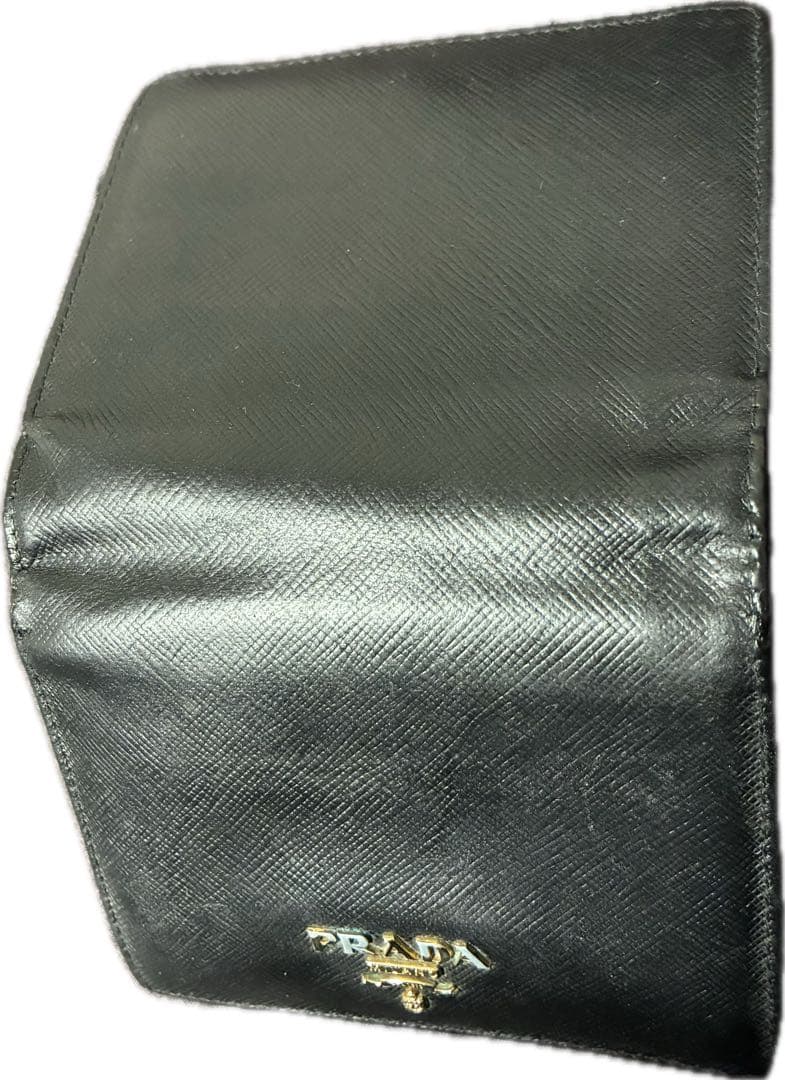 極美品✨PRADA プラダ 二つ折り財布 サフィアーノ ブラック 黒