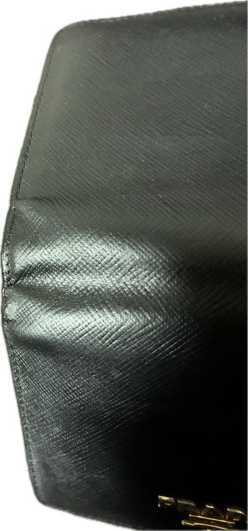 極美品✨PRADA プラダ 二つ折り財布 サフィアーノ ブラック 黒