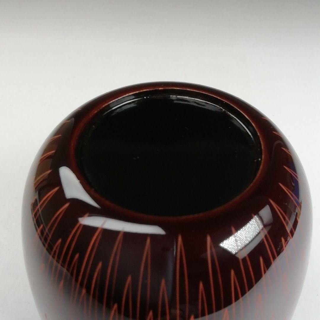 Ｔ８３３　棗　『朱菊彫り』『中棗』『関翠雲 作』　共箱　茶道具