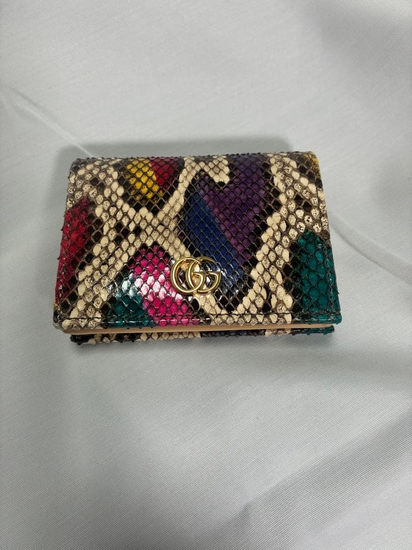 GUCCI ダブルG パイソン マルチカラー スモールウォレット 二つ折り財布