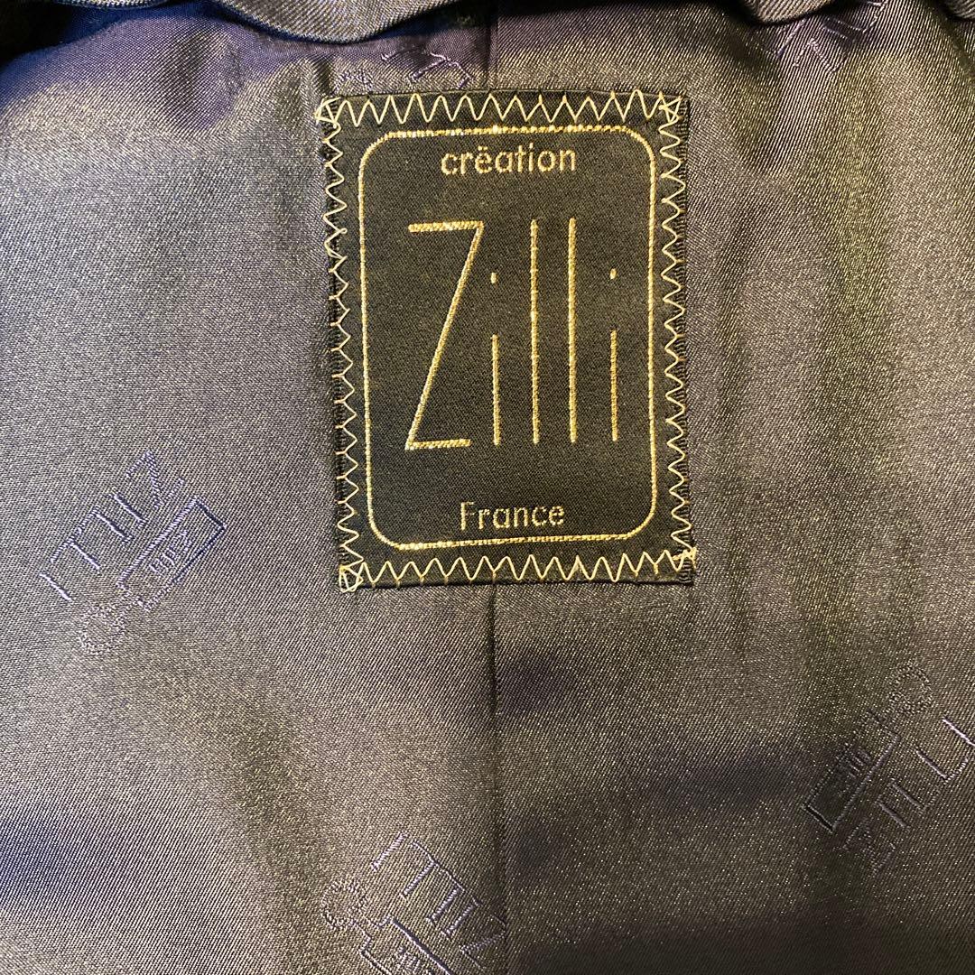 Zilli France ジリー　超高級　極上シルクネイビーステンカラーコート