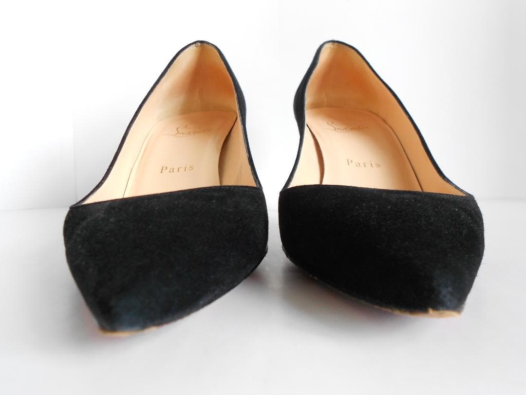 美品　クリスチャンルブタン　39　黒スエード　ミドルヒール