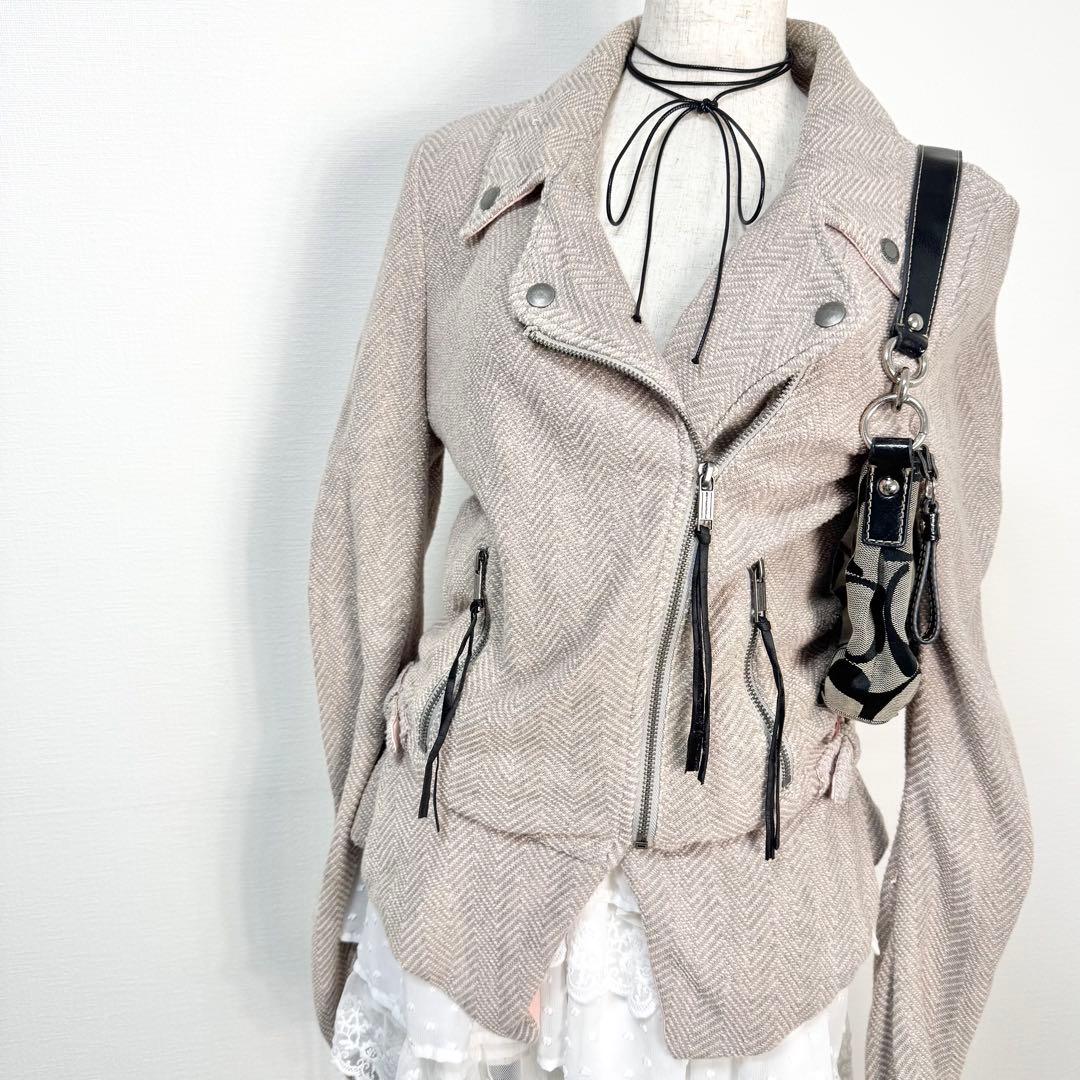 y2k❤️ 00s DIESEL ヘリンボーン コットン ライダースジャケット