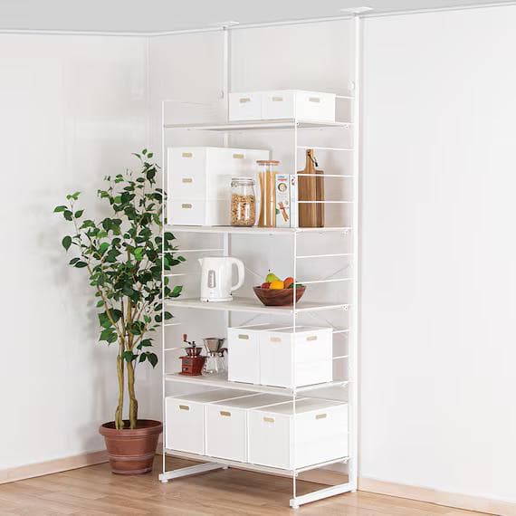 突っ張り壁面収納 Nポルダディープ(幅80cm ホワイトウォッシュ)