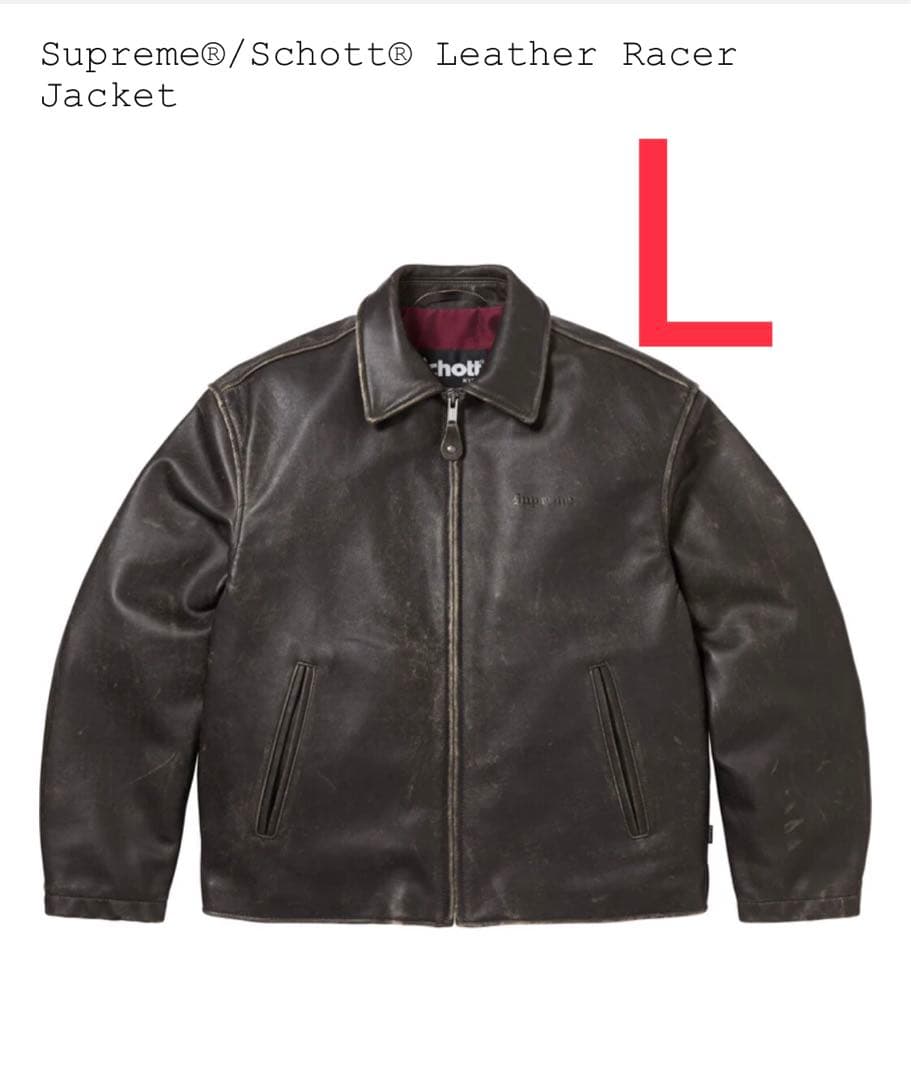 ジャケット・アウター Supreme x Schott Leather Racer Jacket L