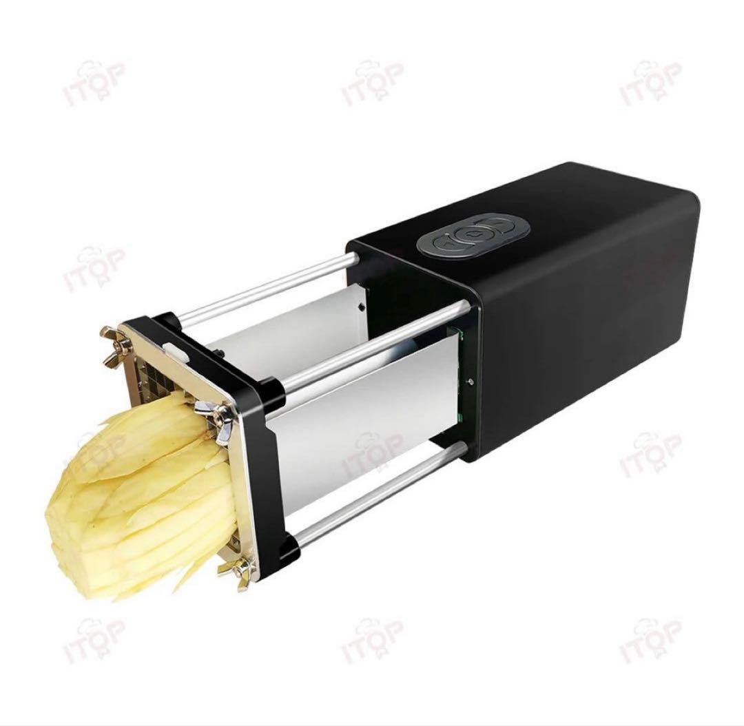 ★超ハイパワー★電動ポテトカッター　高級ステンレスブラックボディ　欧州クオリティ