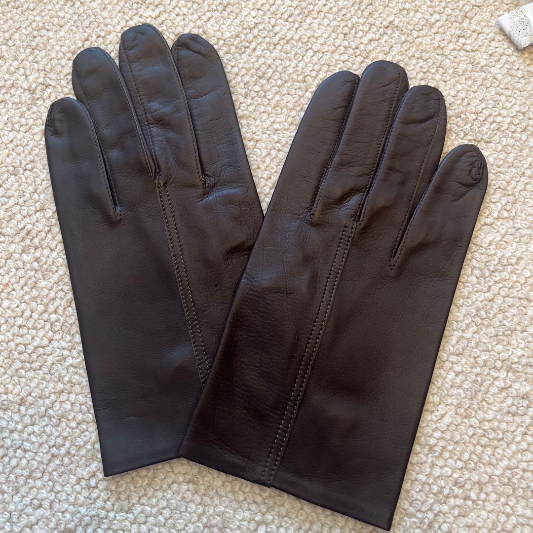 JOHN LOBB ブラウンカーフスキンレザー手袋 サイズ8 1/2