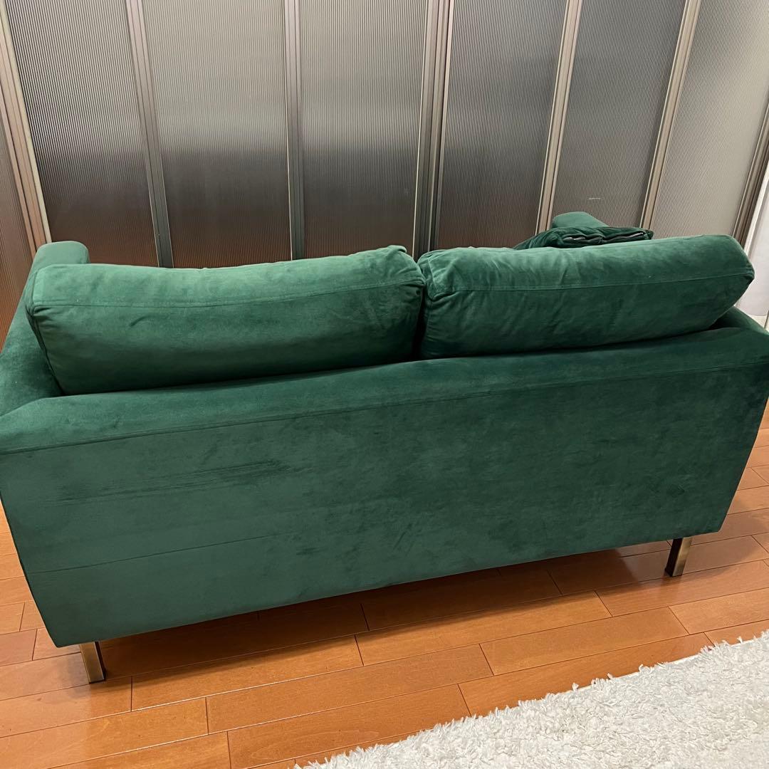 LOWYA ベルベット調ソファ 2人掛け