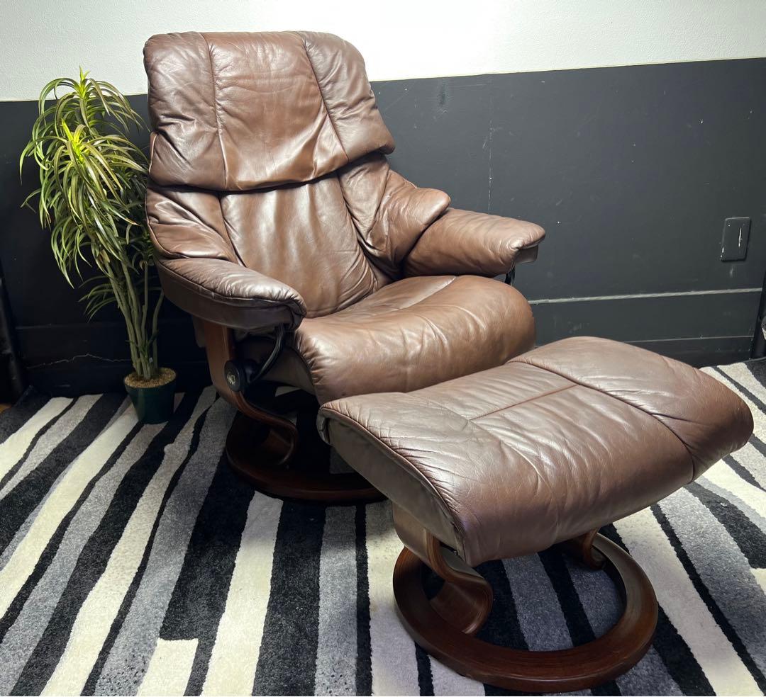 エコーネス / EKORNES ストレスレスチェア＆オットマン付　レノ  本革