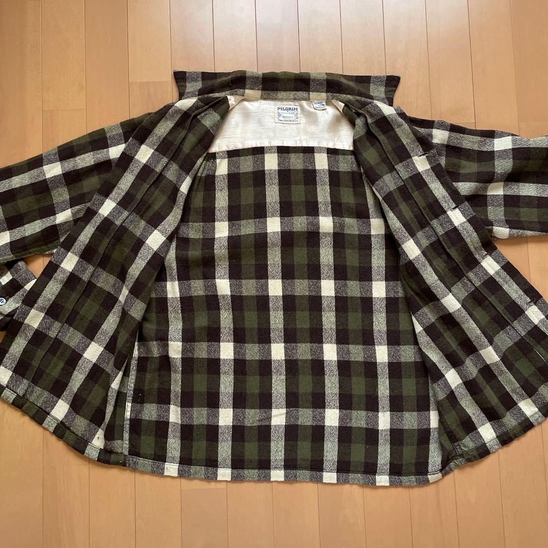 60sPILGRIM 三角タグ　ウールチェック開襟シャツ　ブロックチェック