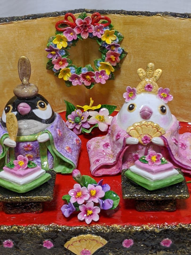 ひろりん様２点おまとめ♡クレイフラワー♡雛人形♡お雛様フラワーアレンジメント