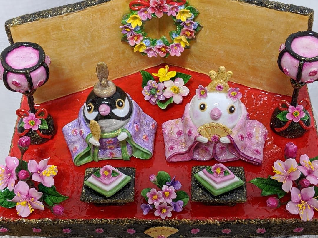 ひろりん様２点おまとめ♡クレイフラワー♡雛人形♡お雛様フラワーアレンジメント