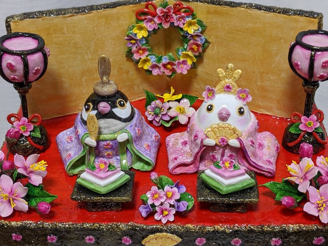 ひろりん様２点おまとめ♡クレイフラワー♡雛人形♡お雛様フラワーアレンジメント