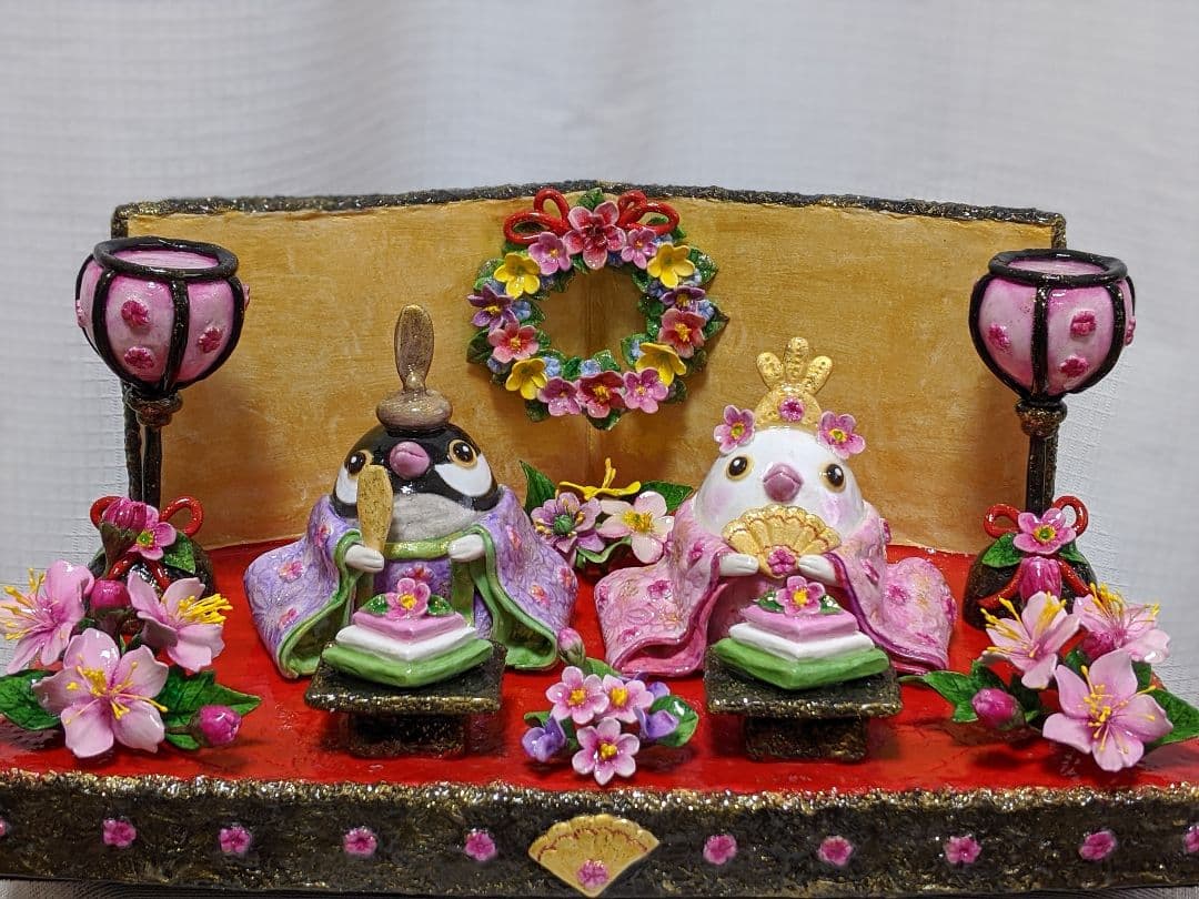 ひろりん様２点おまとめ♡クレイフラワー♡雛人形♡お雛様フラワーアレンジメント