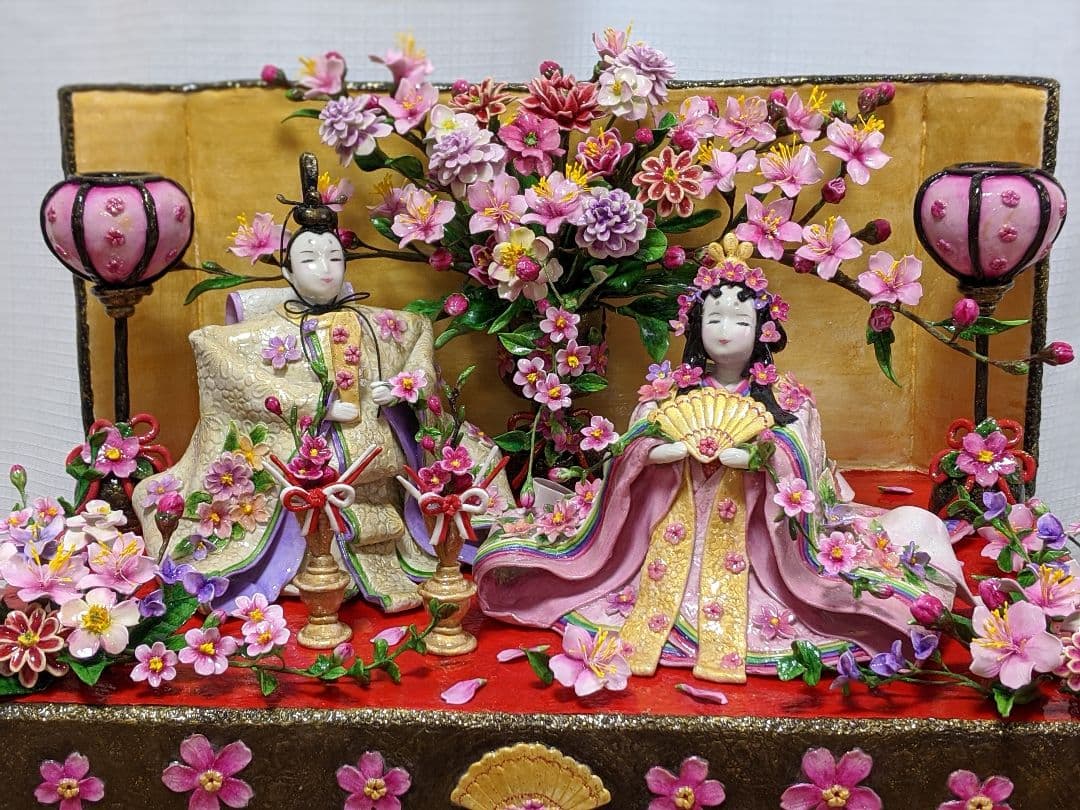 ひろりん様２点おまとめ♡クレイフラワー♡雛人形♡お雛様フラワーアレンジメント