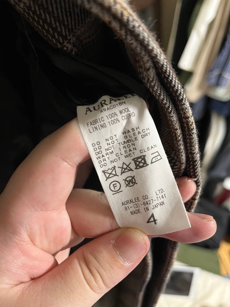 AURALEE オーラリー　チェックステンカラーコート　サイズ4