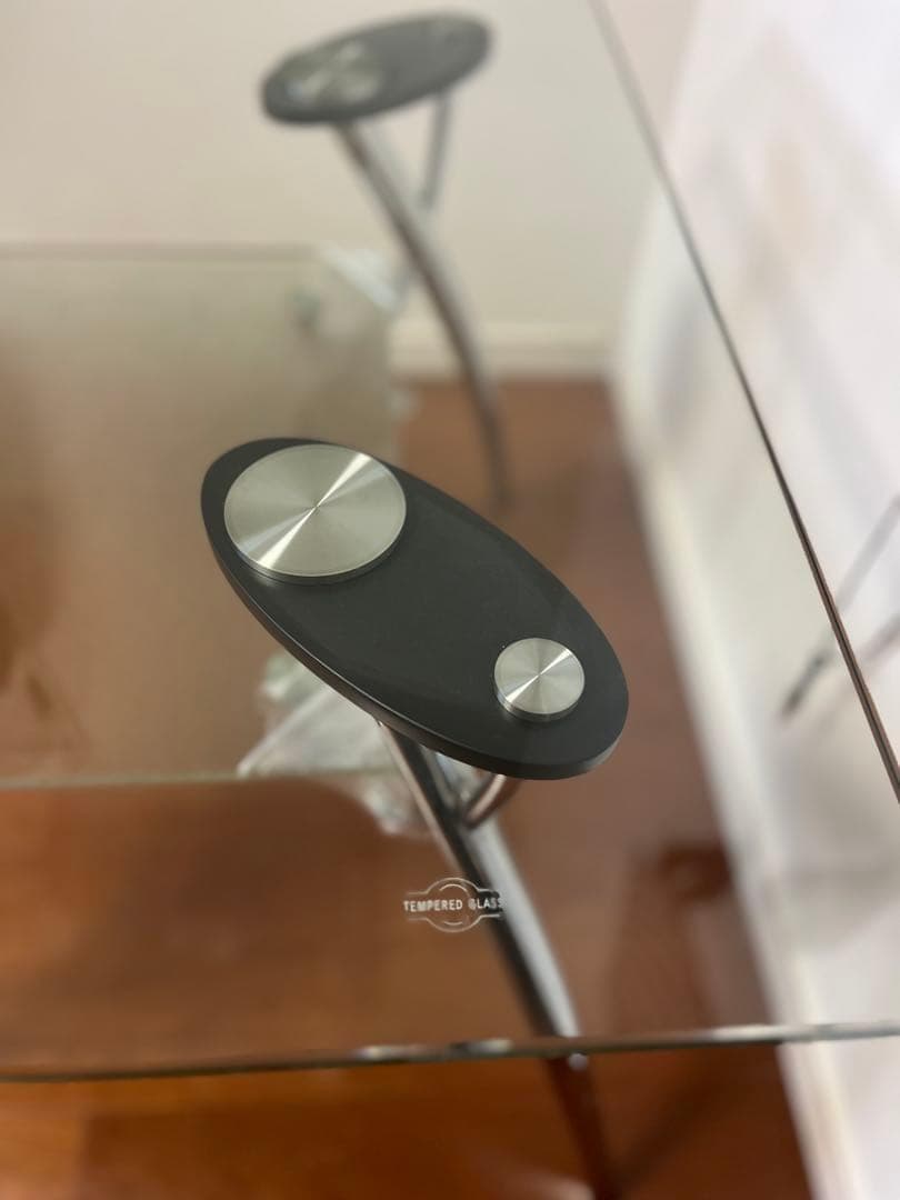 ミッドセンチュリー スクエア ガラステーブル 2段 TEMPERED GLASS