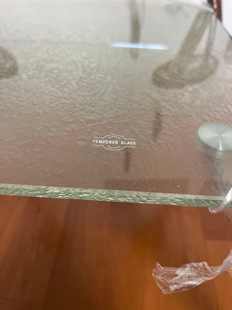 ミッドセンチュリー スクエア ガラステーブル 2段 TEMPERED GLASS