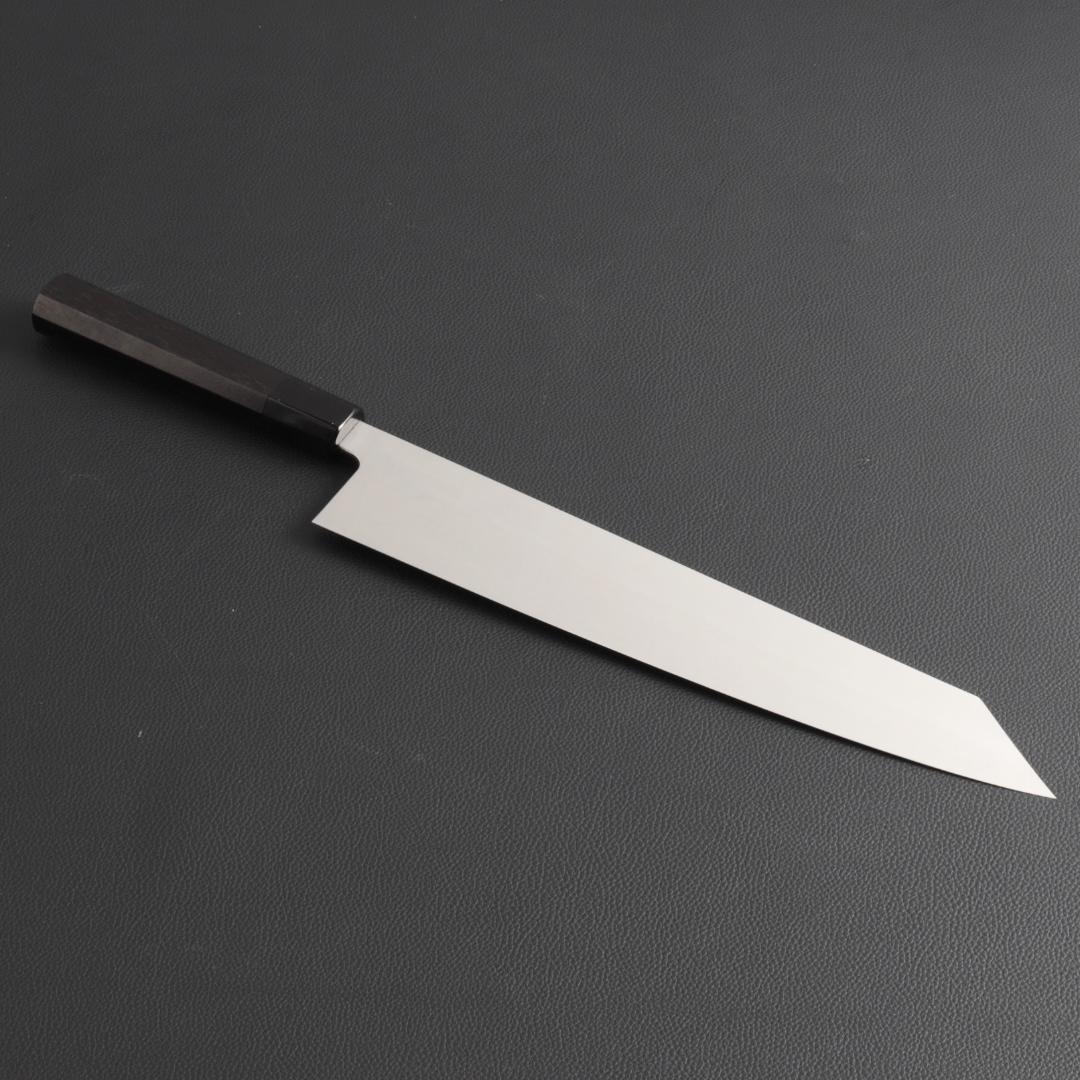 10422 切付型牛刀 尺寸 刺身包丁 両刃包丁 和牛刀 黒檀黒水牛角八角柄