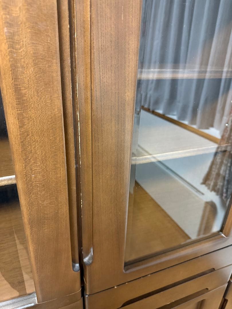 食器棚 ダークブラウン／ガラス扉