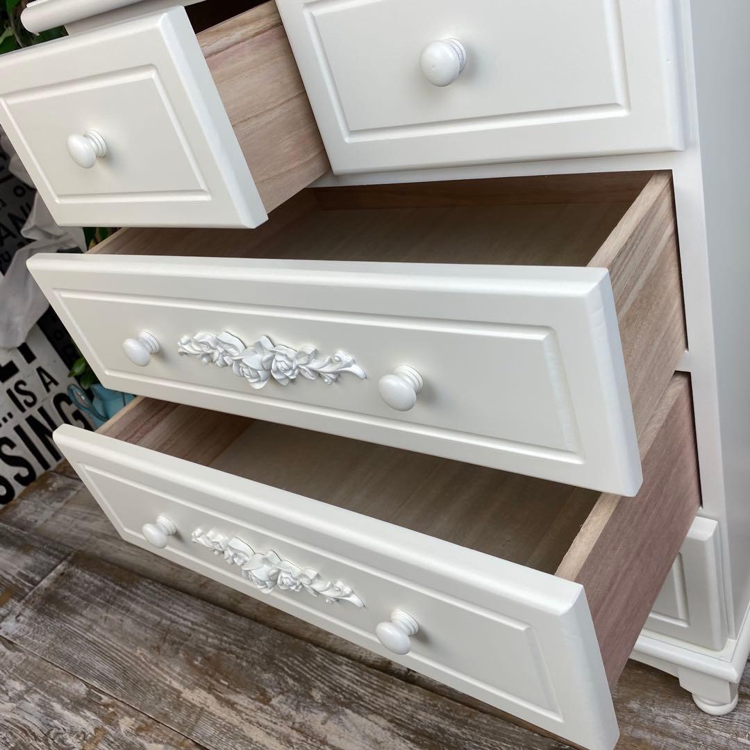 フレンチカントリー調北欧ホワイトチェスト二点セット洋タンス収納家具姫系姫かわ